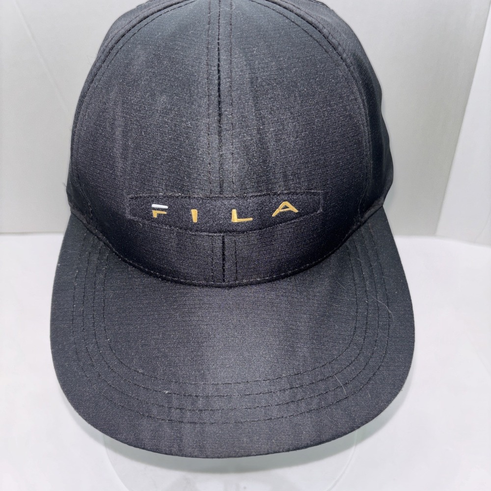 Fila Hat Black Adjustable Strap Baseball Cap Classic